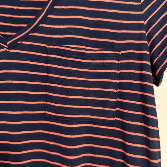 GAP Navy and Coral Striped V-Neck Top - Picture 3 of 5